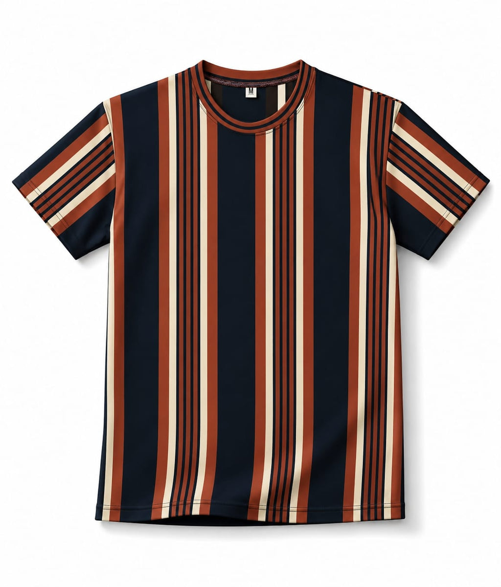 Classic Vertical Striped Crew Neck T-Shirt Old Money