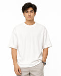 Premium Drop Shoulder Textured White T-Shirt |Ultra soft & Stretchable |
