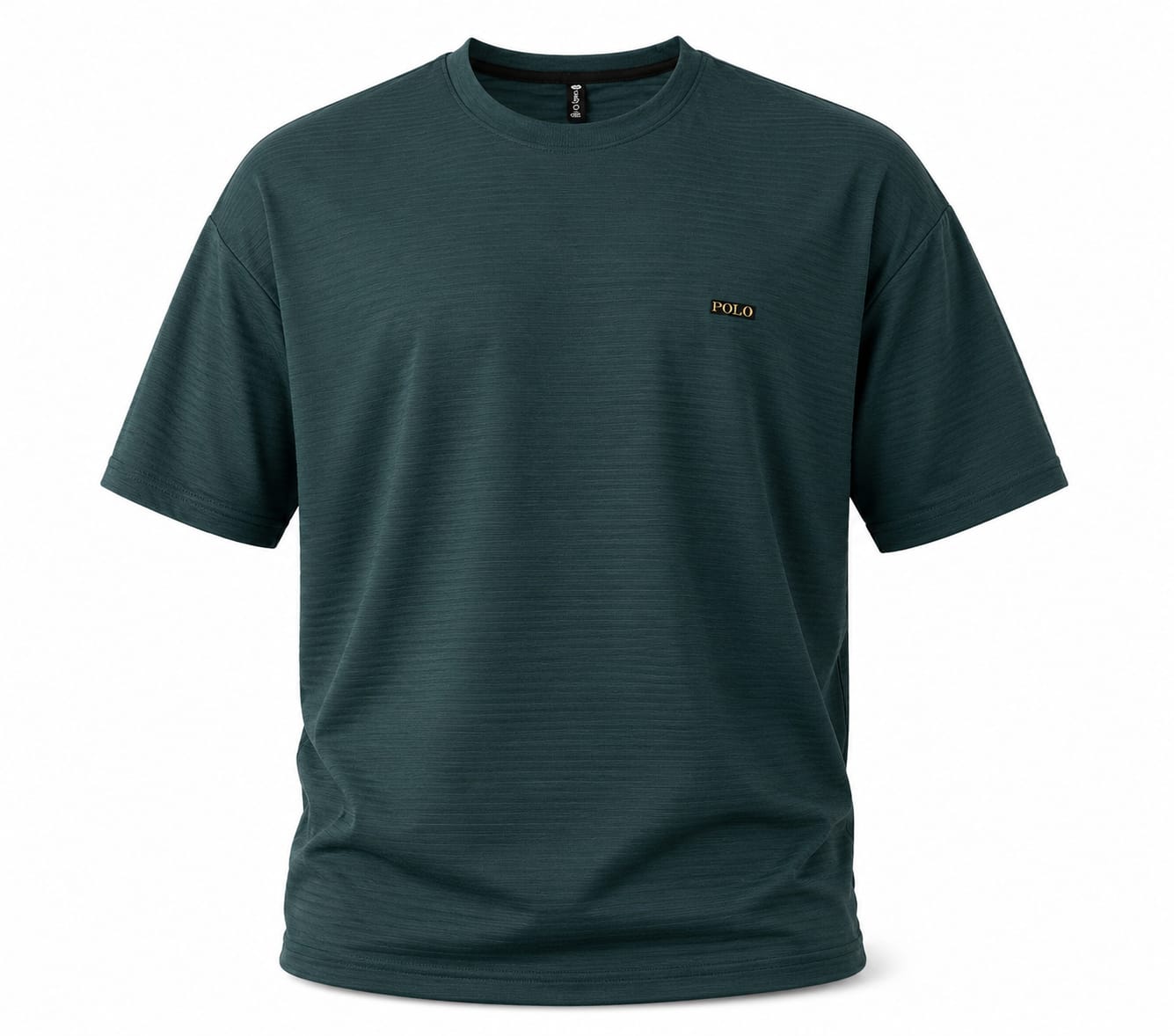 Premium Imported Textured Crew Neck Drop shoulder T-Shirt – Deep Forest Green | Lightweight & Breathable