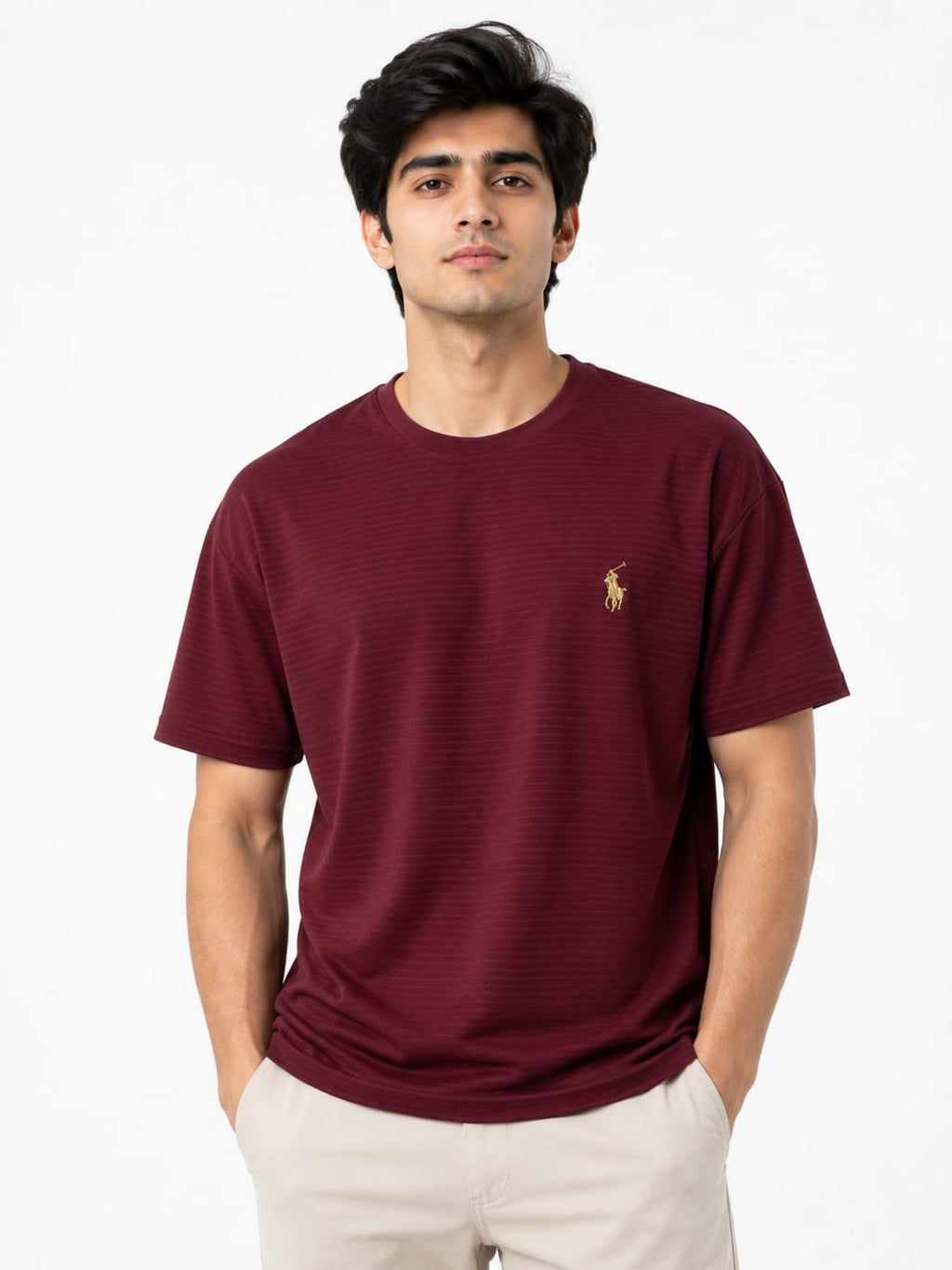 Men's Premium Imported Drop Shoulder T-Shirt – Maroon | Ultra-Soft, Lightweight & Everyday Comfort